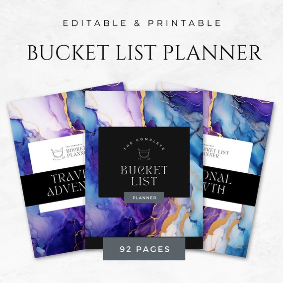 Bucket List Planner Goal Planner Dream Journal Life Goals Tracker Adventure Planner Travel Planner Vision Board Life Planner Editable Canva