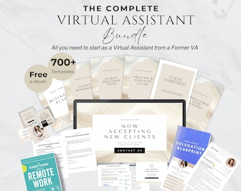 Paquete de inicio para asistente virtual Listas de verificación para asistente virtual Plantillas para asistente virtual Propuesta para asistente virtual Currículum para asistente virtual