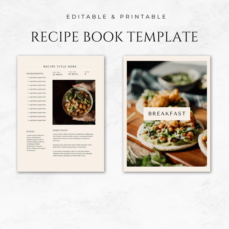 Recipe Book Template Canva Printable Recipe Book PDF Editable Family ...