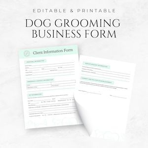 Hundepflege Geschäftsformular Haustierbesitzer-Informationsformular Haustier-Informationsformular Kundeninformationsformular Einverständniserklärung Hundepflege-Service-Formular
