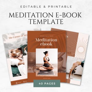 Szablon e-booka do medytacji Przewodnik po praktyce medytacji e-book z przewodnikiem Planer medytacji Dziennik medytacji Zeszyt ćwiczeń do medytacji Canva