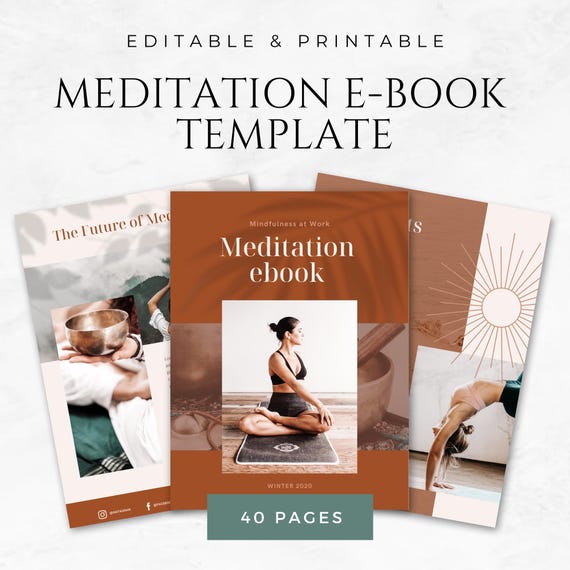 Meditation eBook Template Meditation Practice Guide Guided Meditation eBook Meditation Planner Meditation Journal Meditation Workbook Canva