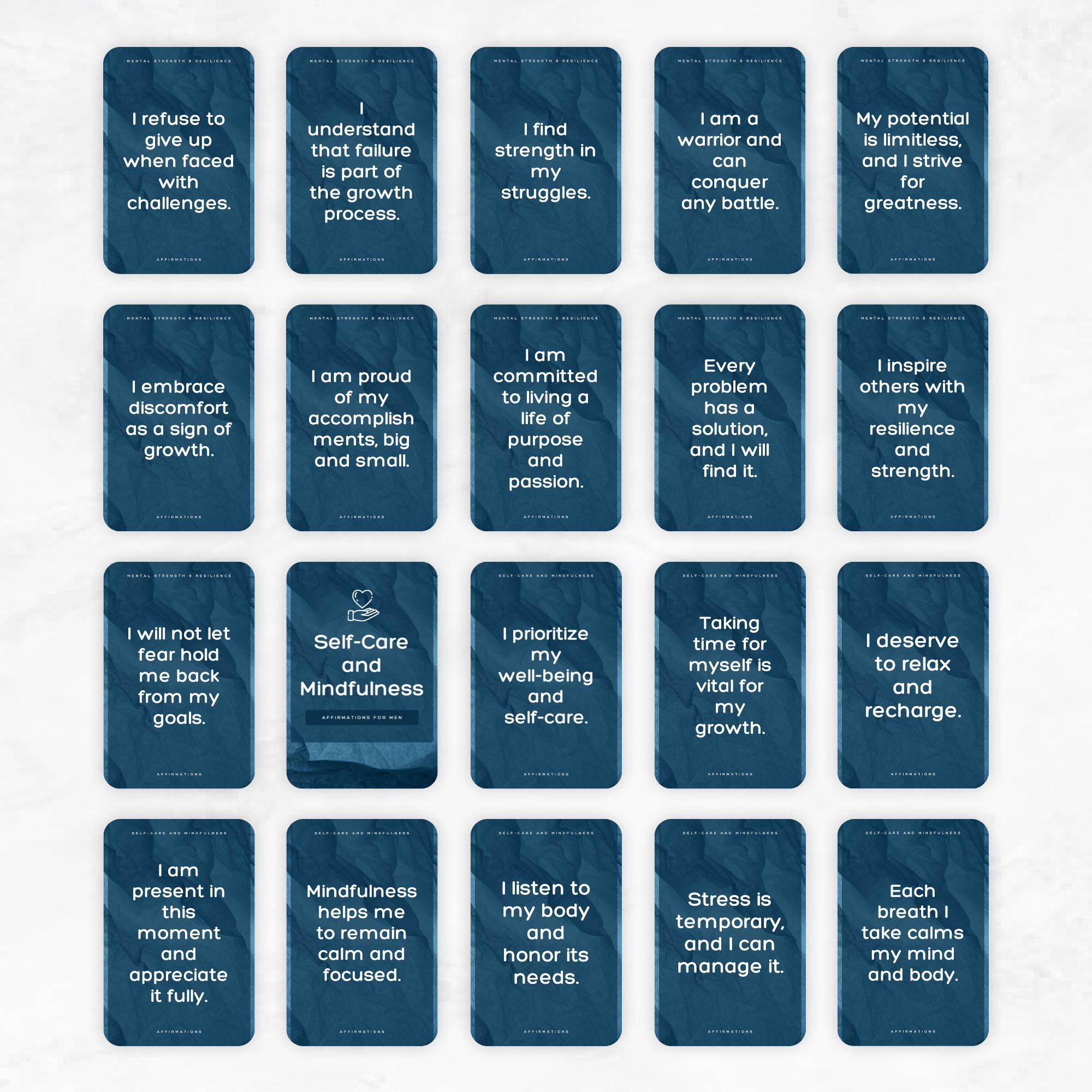 Daily Affirmation Cards for Men Template Printable Men's Mental Health ...