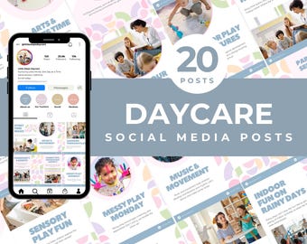 Kinderdagverblijf Sociale media Berichten Sjablonen Kinderopvang Zakelijk Instagram-berichten Voorschoolse Marketing Docent Docent Posts Voorschoolse educatie