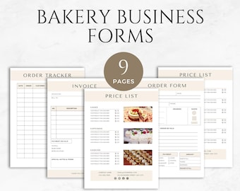 Bakery Business Forms Template Printable Bakery Order Form Bakery Order Tracker Bakery Invoice Bakery Price Lists Printable Bakery Templates