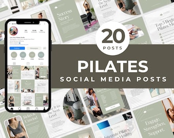 Pilates Instagram Post Templates: Social Media Branding Kit (Canva)