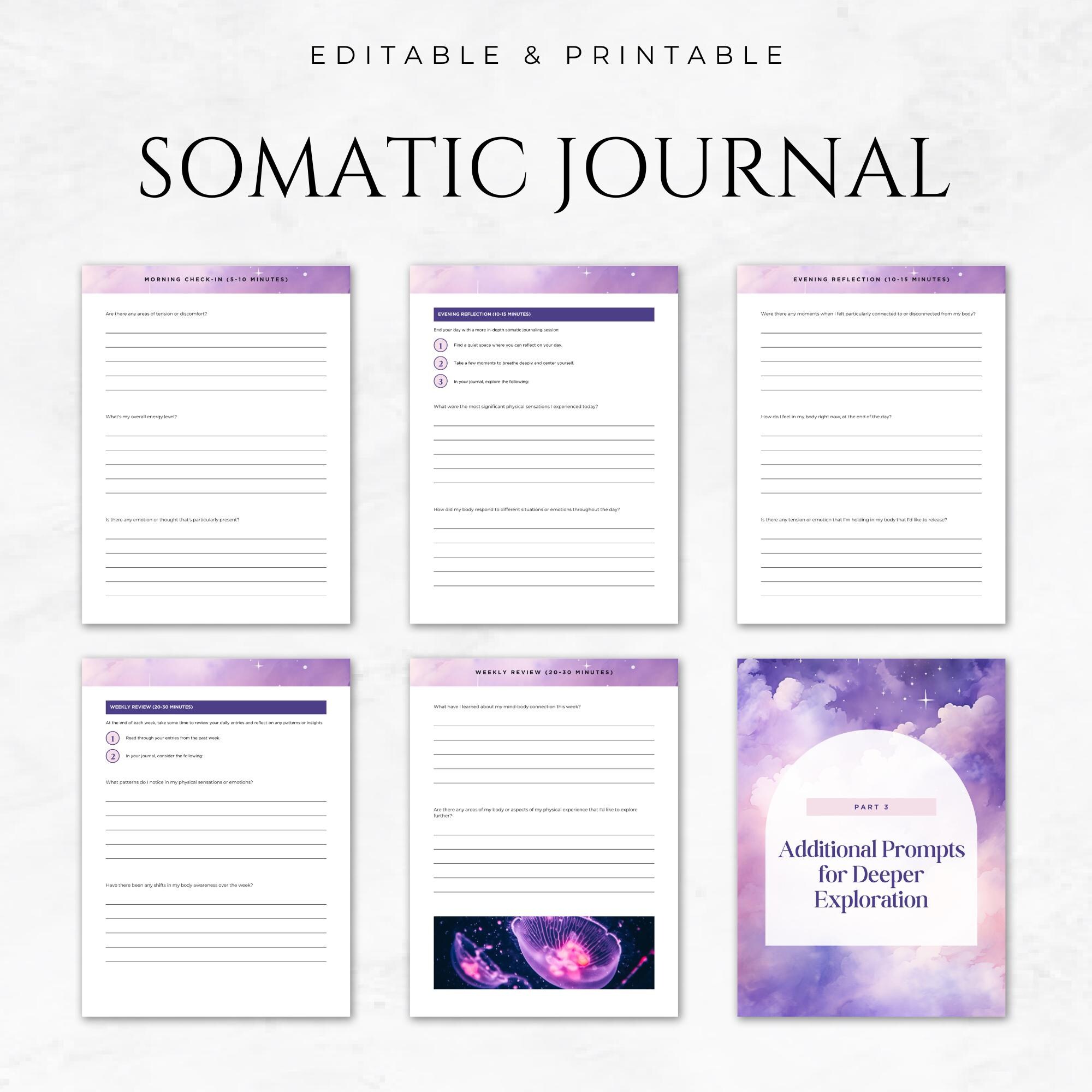 Somatic Journal Template Body Awareness Journal Somatic Healing Somatic ...