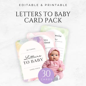 Plantillas de cartas para bebé, tarjetas imprimibles y editables para baby shower, cartas de recuerdo para bebé, diario para bebé Canva, hitos del bebé, baby shower