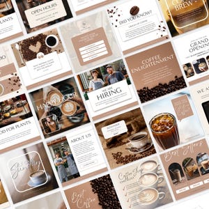 Coffeeshop Instagram-sjablonen Koffie Social Media-sjabloon Cafe Instagram-sjabloon Coffee Lover Instagram-berichtsjablonen Coffee Shop Canva afbeelding 3