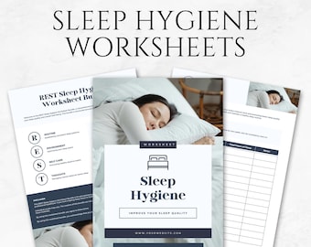 Plantilla de hojas de trabajo para la higiene del sueño, Planificador para dormir mejor, Diario de hábitos de sueño saludables, Seguimiento del sueño, Rutina para la hora de acostarse, Hojas de trabajo para el alivio del insomnio