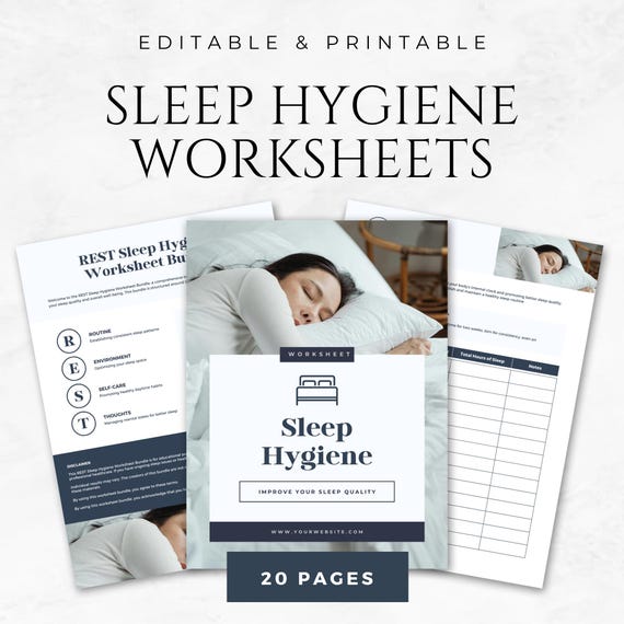 Sleep Hygiene Worksheets Template Better Sleep Planner Healthy Sleep Habits Journal Sleep Tracker Bedtime Routine Insomnia Relief Worksheets