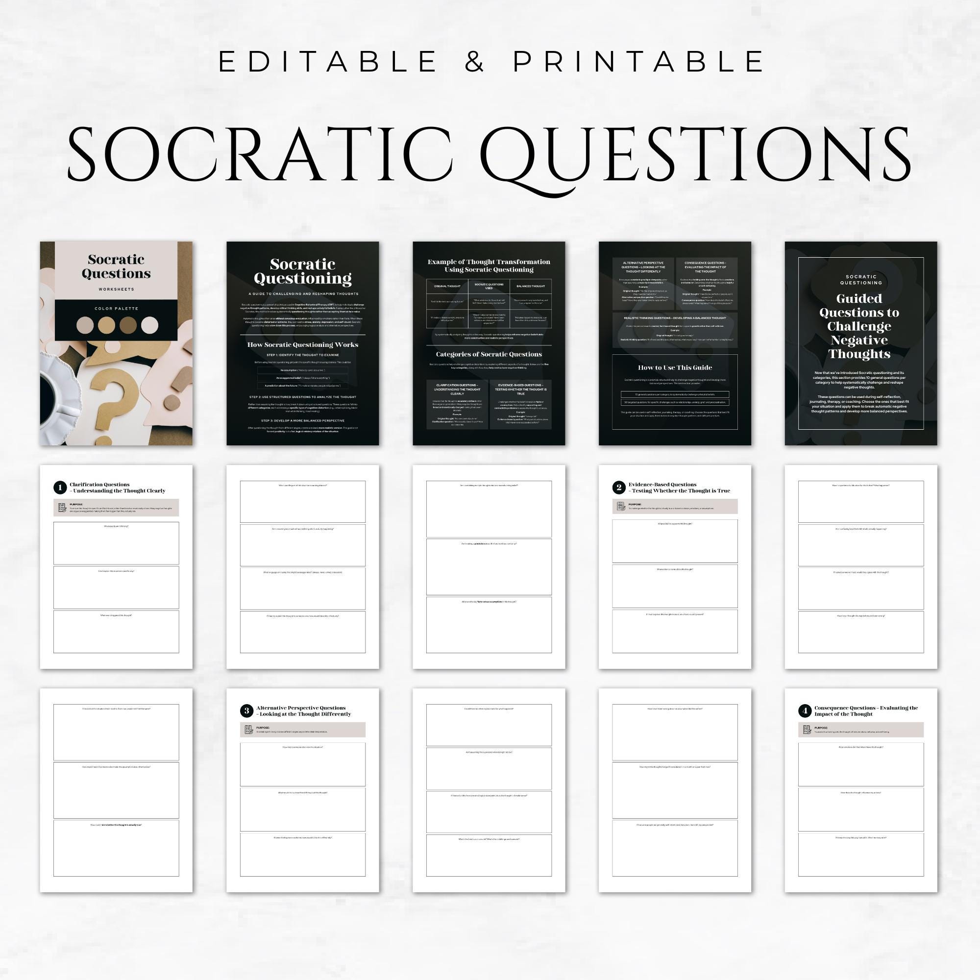 Socratic Questions Worksheets Template Printable Therapy Worksheet ...