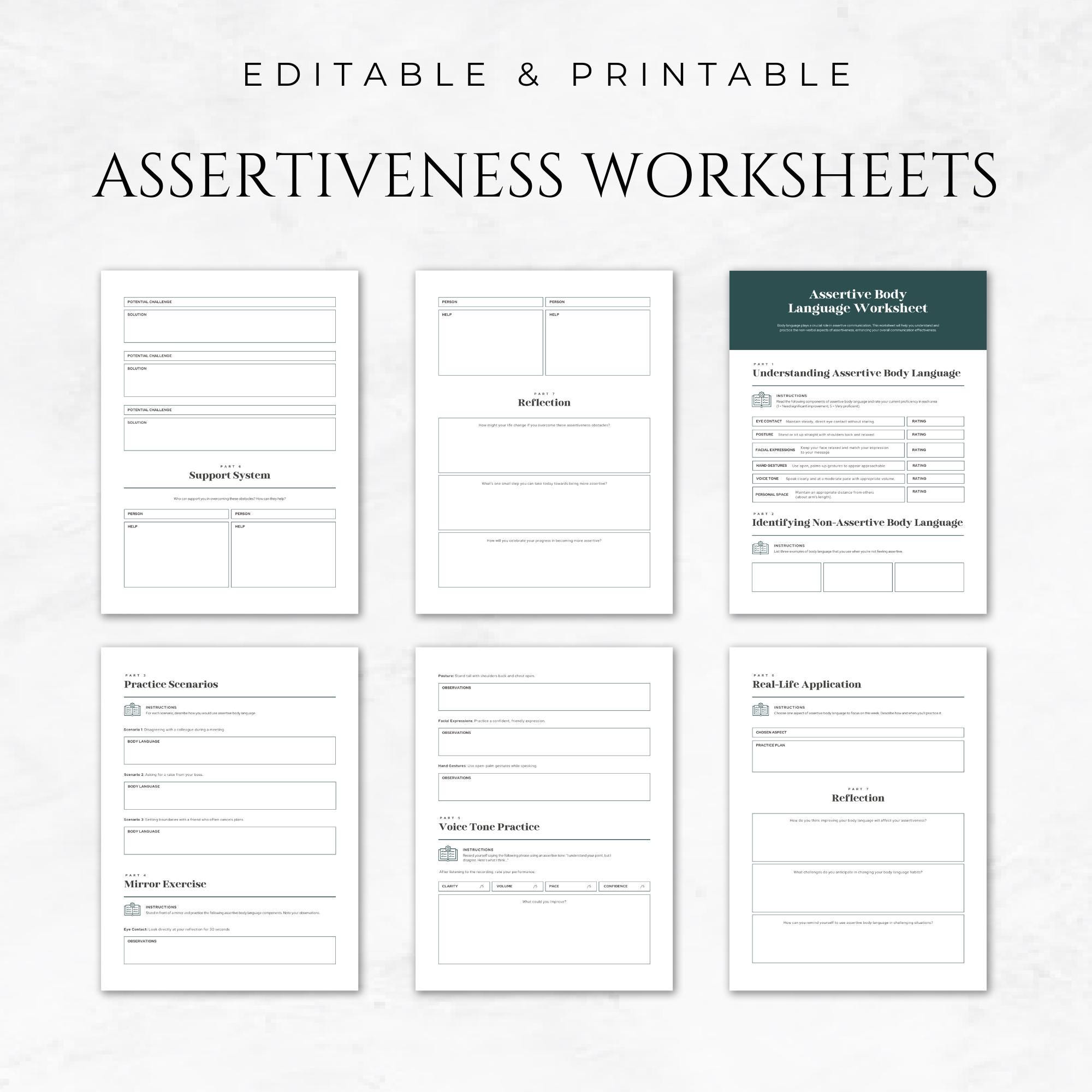 Assertiveness Template.pdf Assertiveness Worksheets Template Printable Confidence Worksheets Self ...