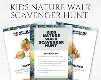 Naturspaziergang Schnitzeljagd Kinder im Freien Schnitzeljagd Druckbare Naturaktivitäten Kinder Wandern Aktivität Wald Schnitzeljagd Spiele im Freien