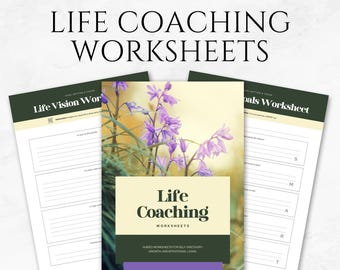 Plantilla Canva para hojas de trabajo de coaching de vida, cuaderno de trabajo de coaching mental editable, planificador de sesiones de coaching, imprimible de autodescubrimiento para coaches