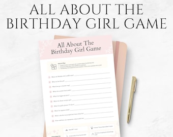 Birthday Girl Trivia Game: Editable Canva Template (Printable Party Activity Digital Download