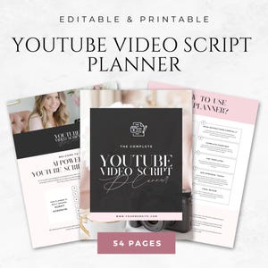 Mall för YouTube-videoskriptplanerare Mall för Canva-videoskript Innehållsplanerare Manusskrivningsplanerare Videoplanerare YouTube-organisatör i PDF-format