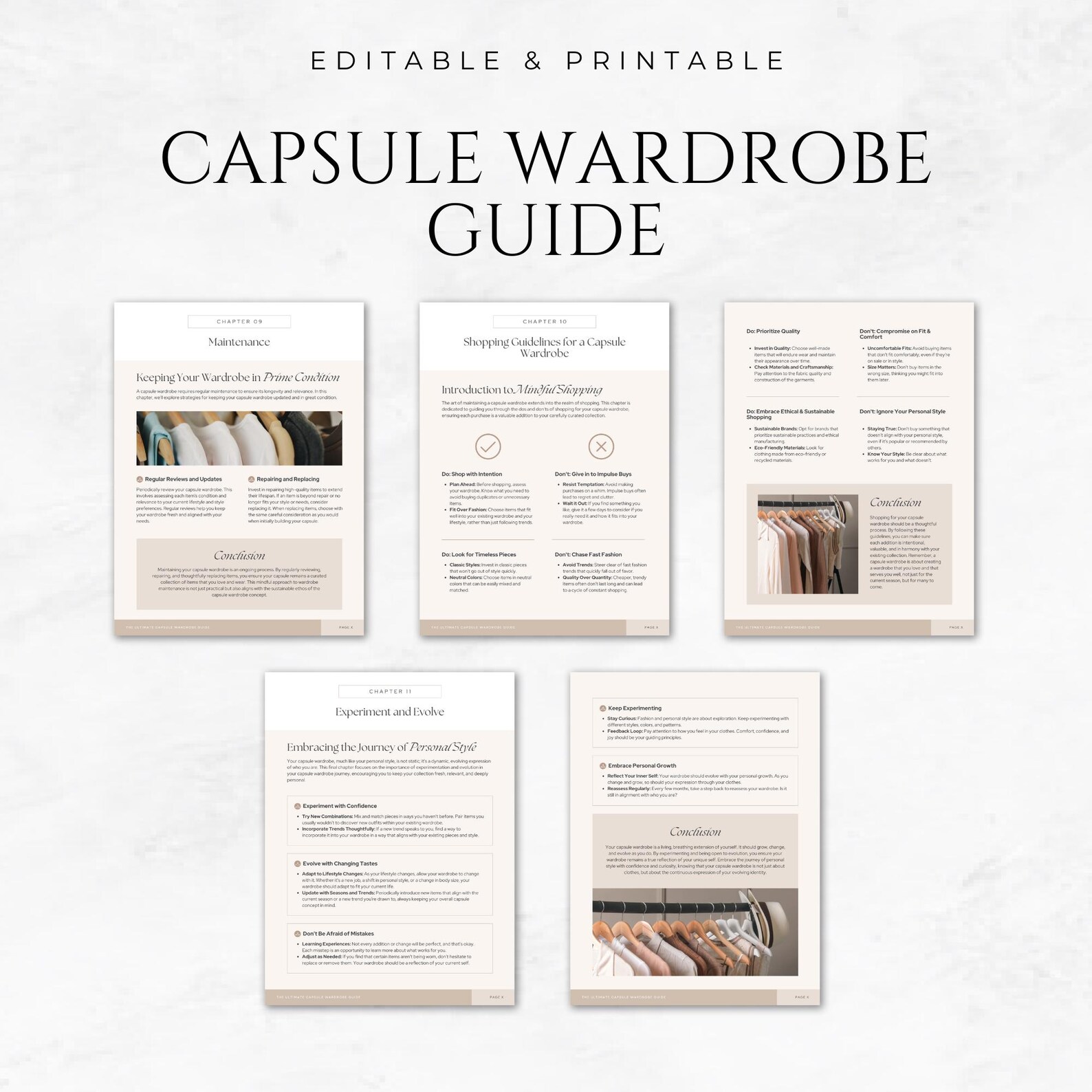 The Ultimate Capsule Wardrobe Guide Template Printable Minimalist Wardrobe Planner Closet ...