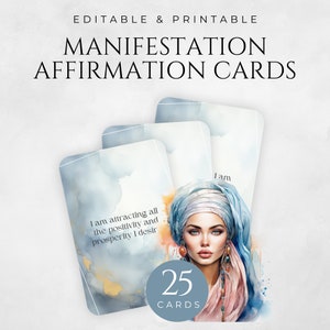 Manifestation Affirmation Cards Editable Printable Digital Manifestation Cards Digital Affirmation Cards Law of Attraction Positivity Cards