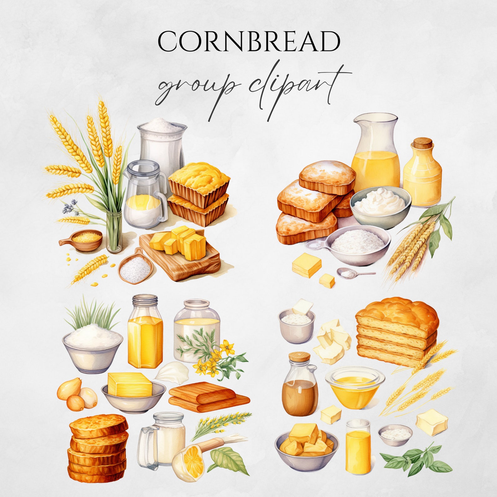 Cornbread Clipart Food Illustration Baking Clipart Southern Food ...