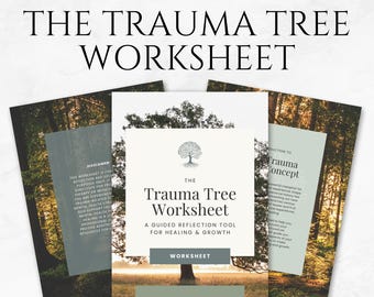 Trauma Tree Worksheet: Visual Therapy Tool Canva Template (PDF Printable, Editable)