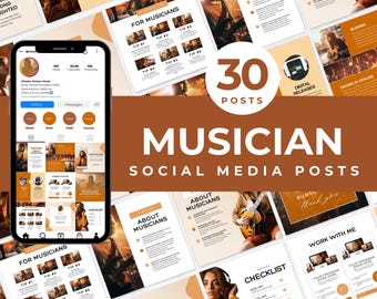 Plantillas de Instagram para músicos Publicaciones de contenido para músicos Plantillas de Canva para músicos Publicaciones en redes sociales para músicos Publicaciones promocionales para músicos Publicaciones de Facebook