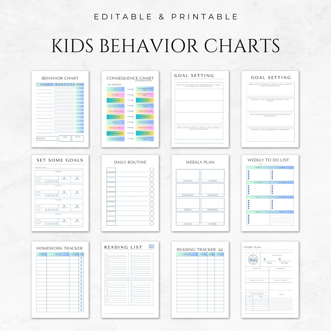Behaviour Routine Chart Kids Behavior Chart Templates Printable Behavior Checklist Reward Chart ...