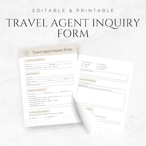 Travel Agent Inquiry Form Template Travel Business Form Travel Agency Form Client Inquiry Form Travel Booking Form Travel Consultant Form