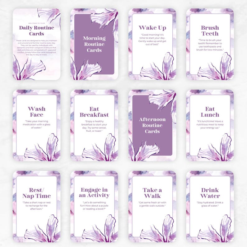 Daily Routine Cards for Dementia Patients Alzheimer's Routine Cards ...