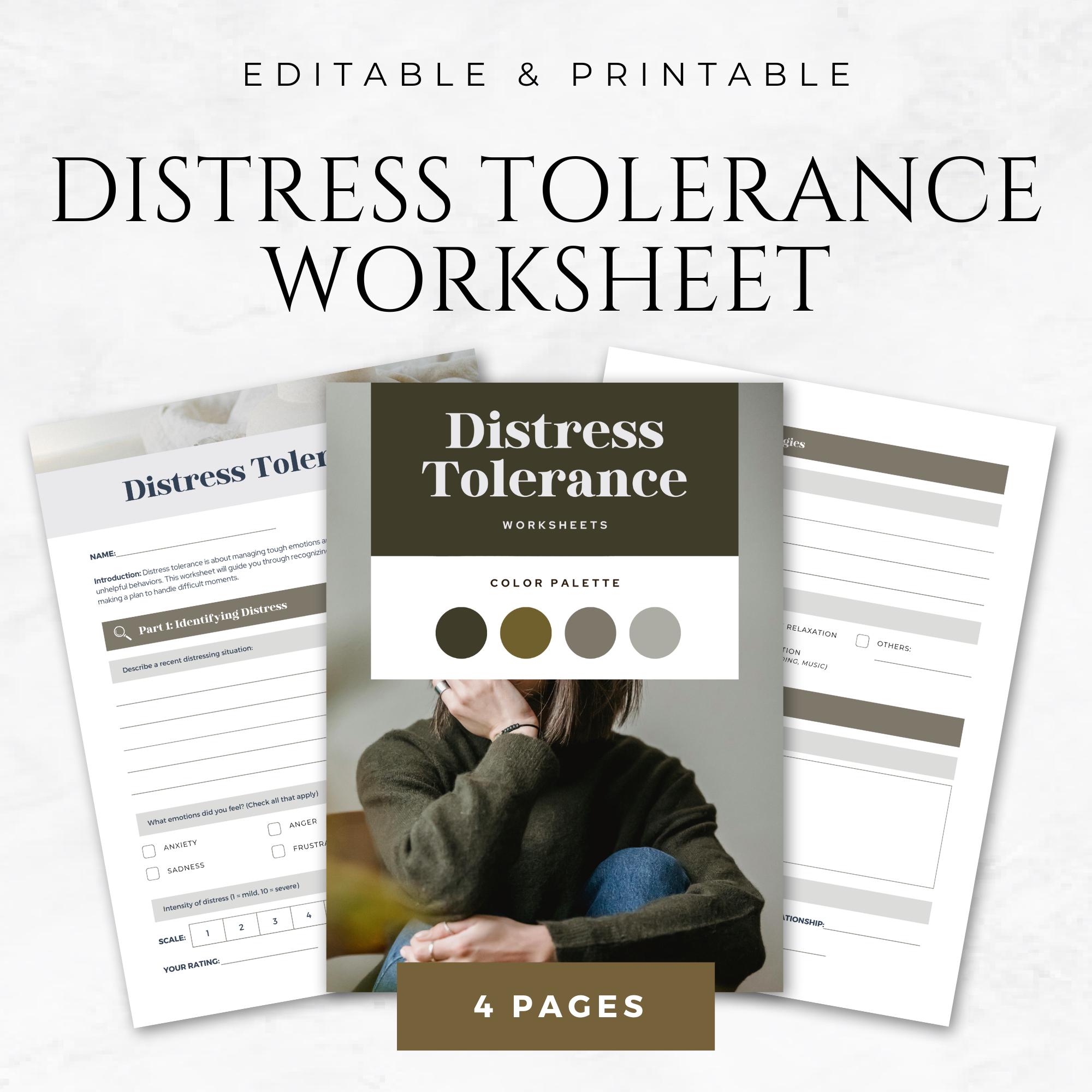 Distress Tolerance Worksheet: Mental Health Coping Skills (printable ...