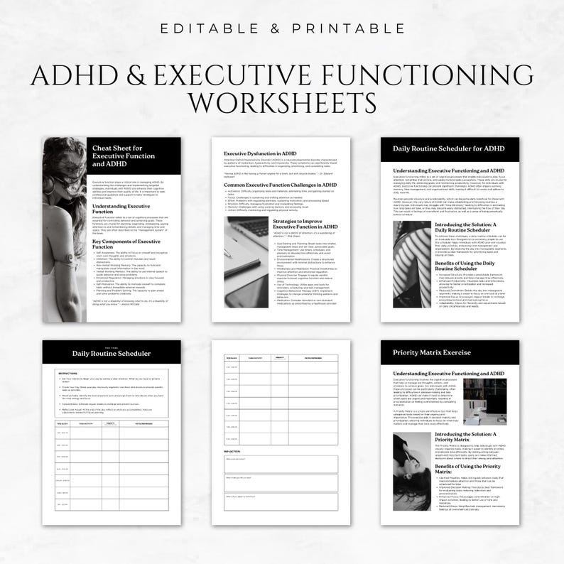 ADHD & Executive Functioning Worksheets Templates ADHD Planner ...