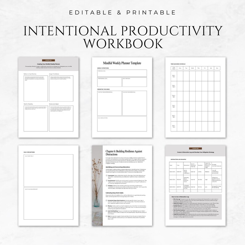 Productivity Workbook Template Printable Productivity Tracker ...