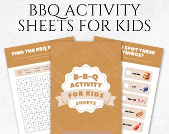 BBQ Kids Activity Sheets Canva Template: Printable Summer Games (Digital Download)