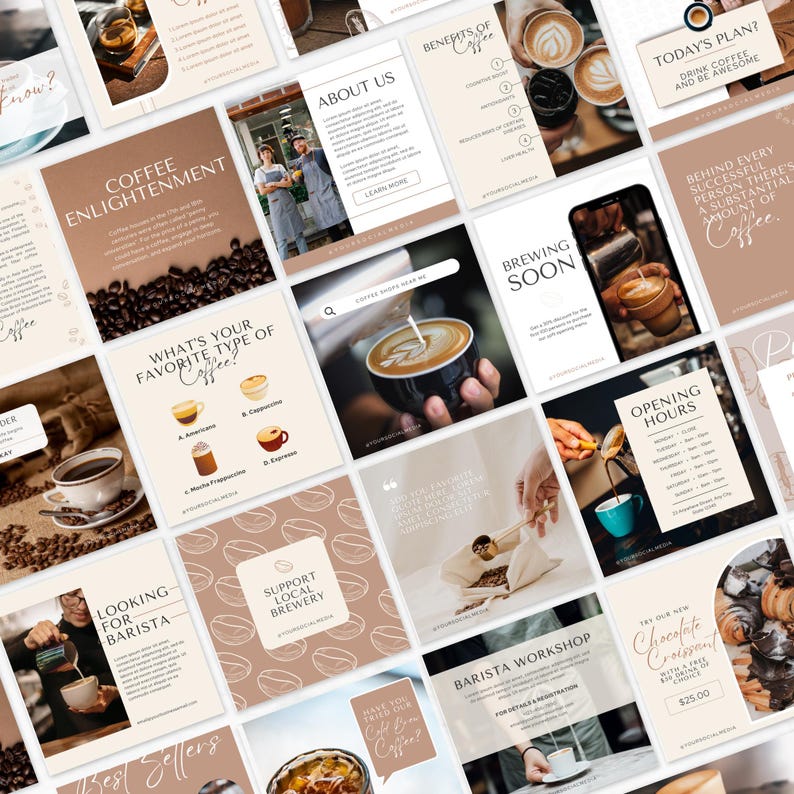 Coffeeshop Instagram-sjablonen Koffie Social Media-sjabloon Cafe Instagram-sjabloon Coffee Lover Instagram-berichtsjablonen Coffee Shop Canva afbeelding 4