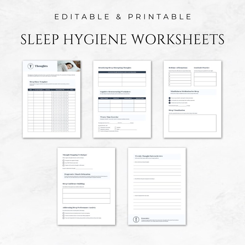 Sleep Hygiene Worksheets Template Better Sleep Planner Healthy Sleep ...