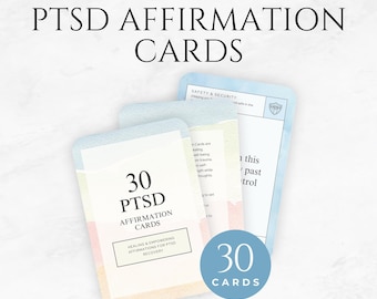 PTSDアファメーションカードテンプレート印刷可能トラウマ治癒アファメーションメンタルヘルスカード自己治癒療法アファメーショントラウマ回復