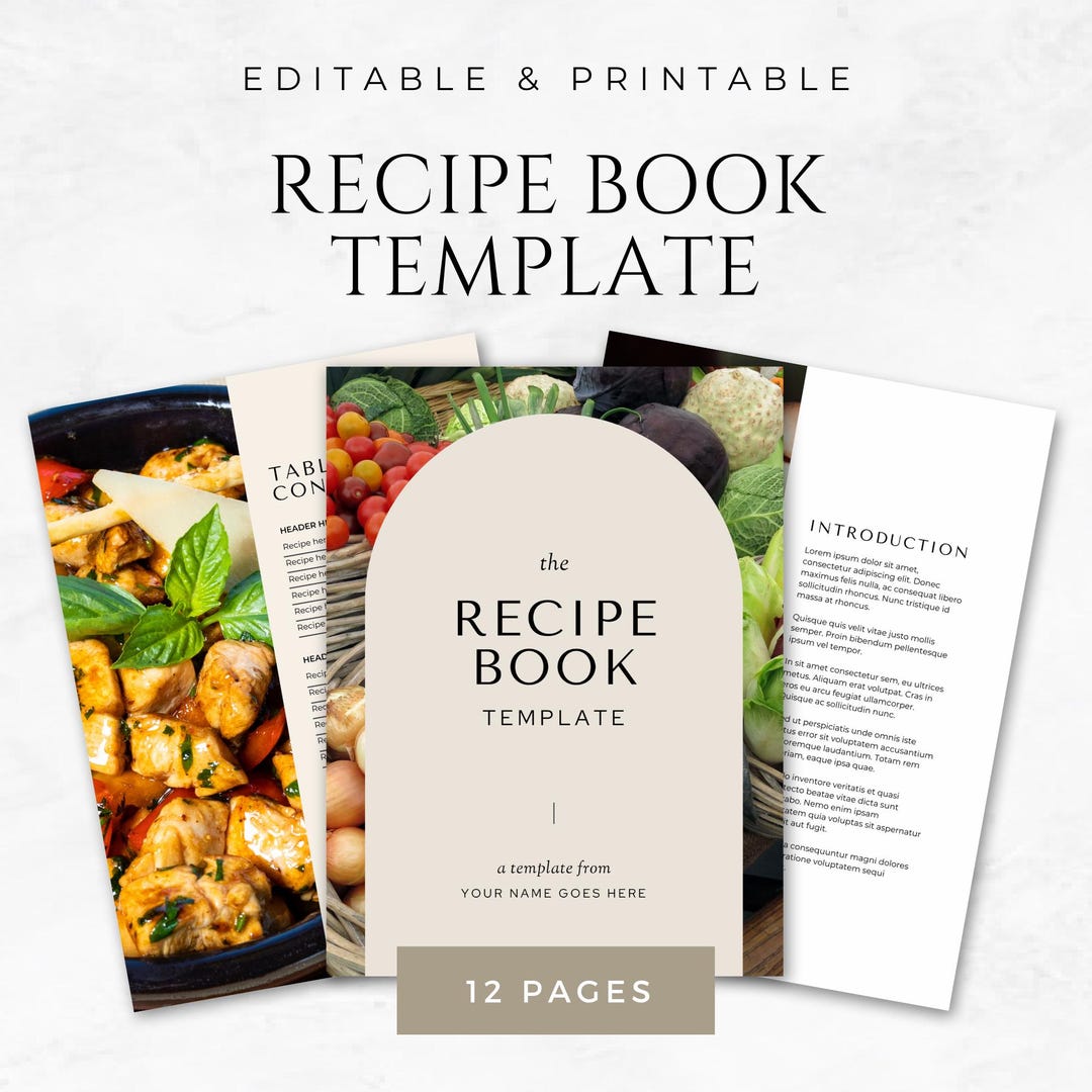 Recipe Book Template Canva Printable Recipe Book PDF Editable Family ...