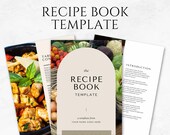 Recipe Book Template Canva Printable Recipe Book PDF Editable Family Recipe Book Recipe Journal Recipe Planner Food Journal DIY Cookbook