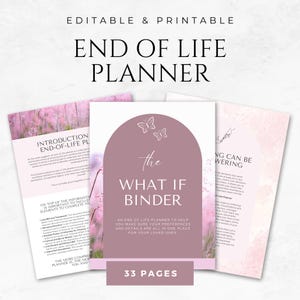 End of Life Planner Template Printable Funeral Planner Death Planner Memorial Service Plan Last Will and Testament Template Bereavement Plan