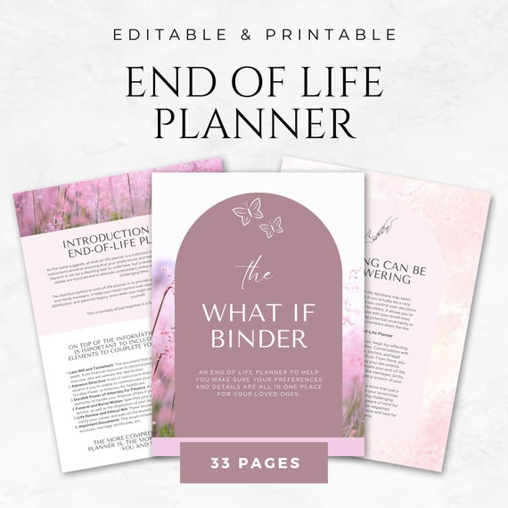 End of Life Planner Template Printable Funeral Planner Death Planner Memorial Service Plan Last Will and Testament Template Bereavement Plan