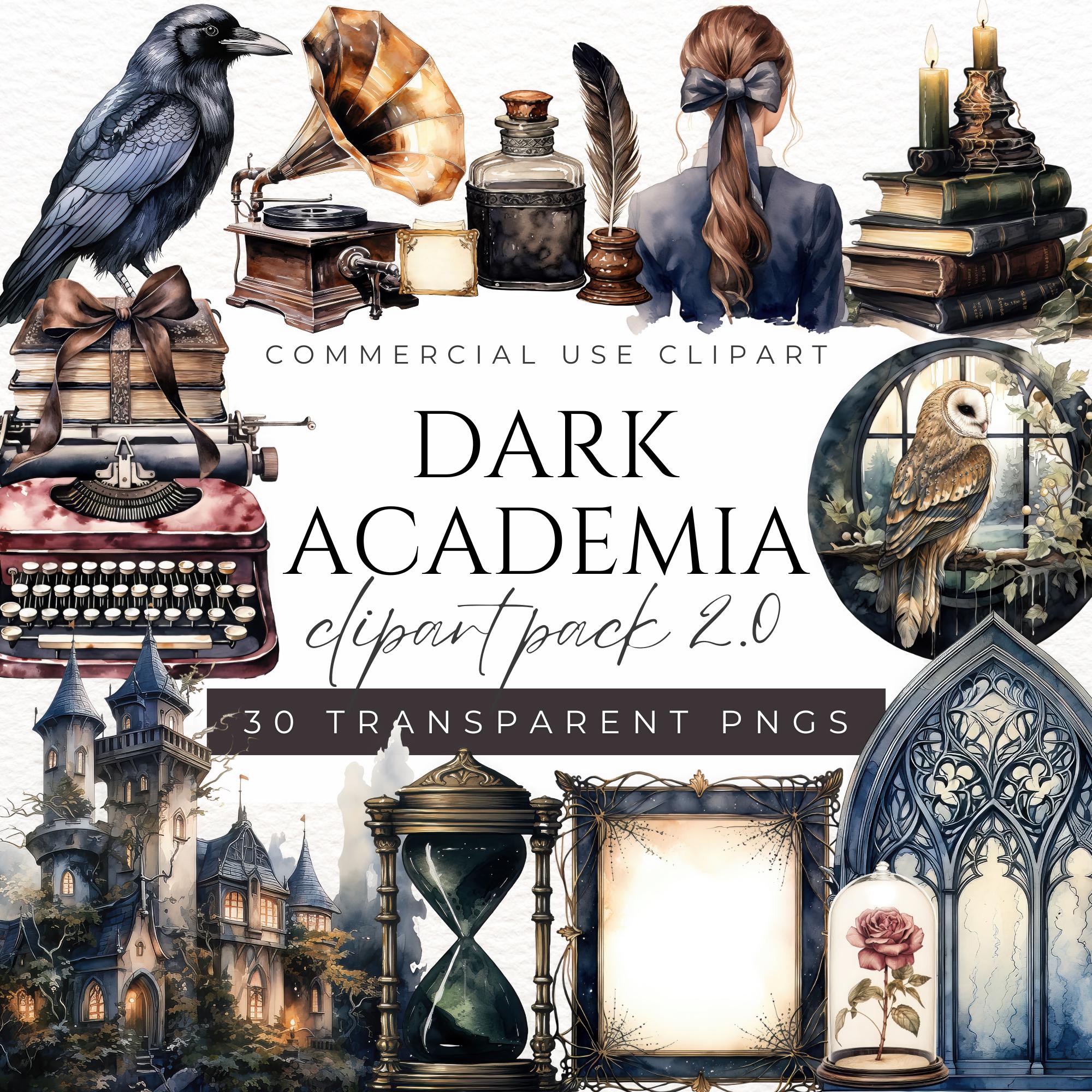 Dark Academia Clipart Vintage Aesthetic Clipart Gothic Academic Graphics Antique Clipart Victorian Digital Art Dark Cottagecore Clipart