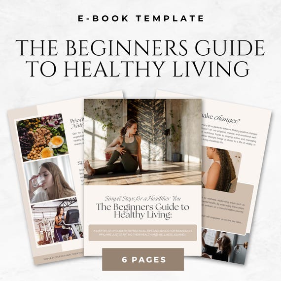 The Beginners Guide to Healthy Living Ebook Template Editable Canva eBook Template for Health Coaches & Wellness Creators Nutrition Ebook