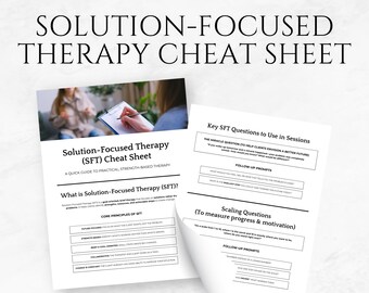 Solution-Focused Therapy Cheat Sheet Template Printable Counseling Tools Mental Health Worksheet Therapist Resources Therapy Session Guide