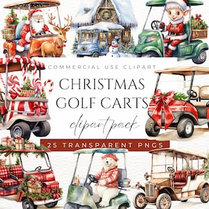 Christmas Golf Carts Clipart Holiday Golf Cart Christmas Clipart Golf Cart PNG Winter Golf Clipart Santa Golf Cart Festive Golf Cart Clipart