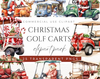 Christmas Golf Carts Clipart Holiday Golf Cart Christmas Clipart Golf Cart PNG Winter Golf Clipart Santa Golf Cart Festive Golf Cart Clipart