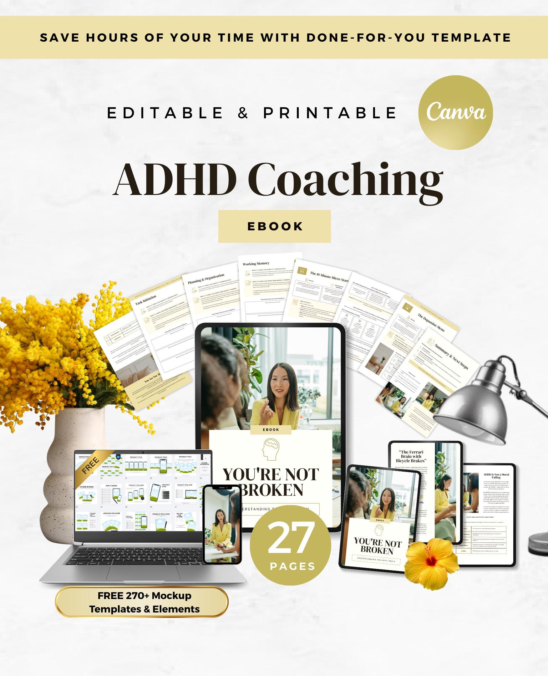 ADHD Coaching Ebook Template Printable Canva Mental Health Guide ...