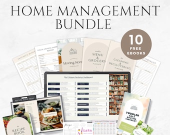 Home Management Templates Household Organizer Printables Family Chore Chart Home Organization Planner Budget and Bills Tracker Meal Planner