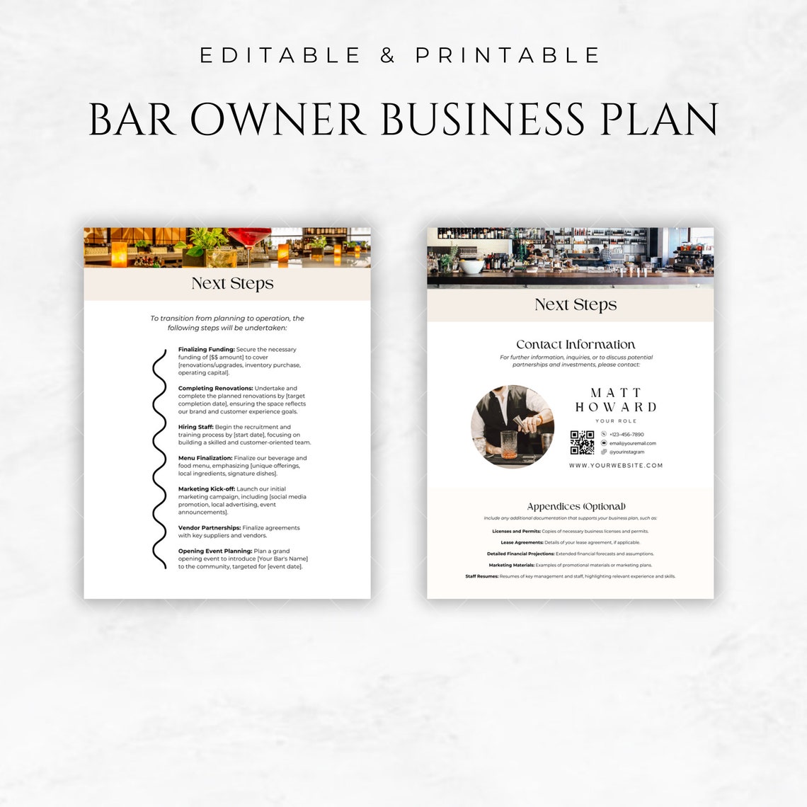 Bar Owner Business Plan Canva Template Bar Startup Plan