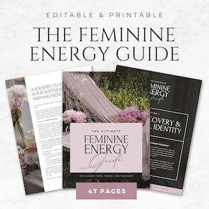 The Feminine Energy Guide Template Printable Feminine Healing Workbook Divine Feminine Inner Healing Guide Life Coach Wellness Journal Canva
