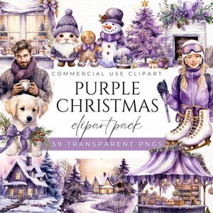 Purple Christmas Clipart Christmas Decor Holiday Clipart Purple Winter Purple Ornaments Christmas Elements Christmas Graphics Aesthetic PNG